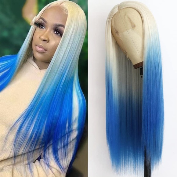 💕 SHENYA- 22” BLUE BLONDE OMBRÉ STRAIGHT lace front wig *NEW*